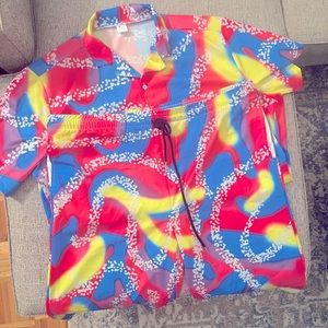 Vinco Malibu Ken Mens board shorts and button down tee XL